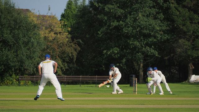 a group of men playing a game of cricket